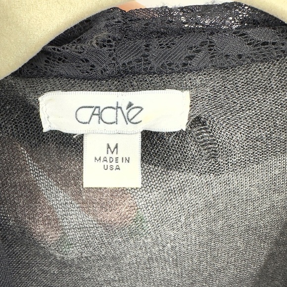 Vintage Cache Open Front Lace Drape Cardigan Womens Size M Gray Whimsigoth Fairy - Picture 6 of 10
